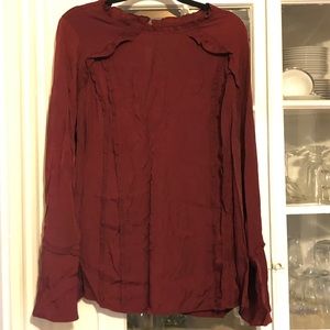 Lightweight maroon long sleeve blouse Ava & Viv